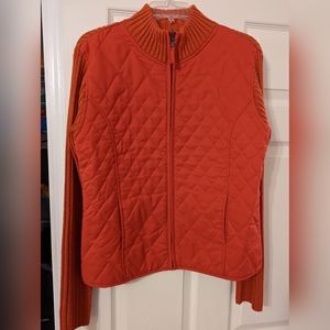 Creazioni effeci Women's Quilted burnt orange zip front jacket pockets size XL